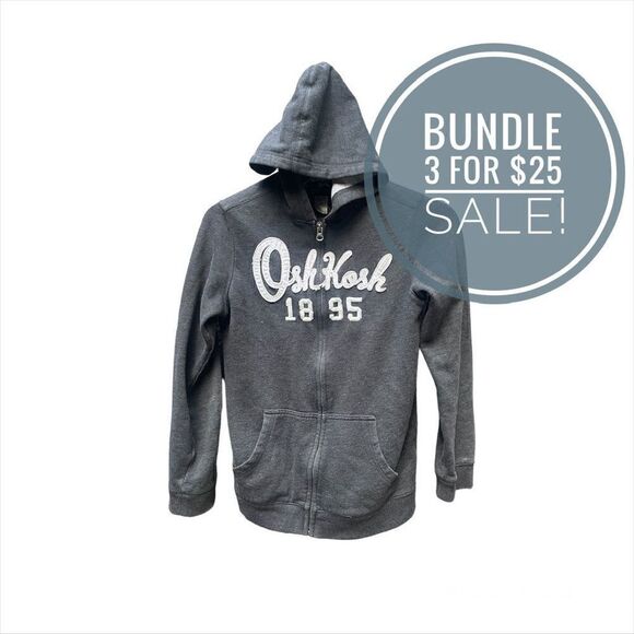 3 for $25 SPECIAL OSHKOSH B'GOSH LOGO JACKET ZIP UP HOODIE SWEATSHIRT BOYS SIZE - Picture 1 of 8